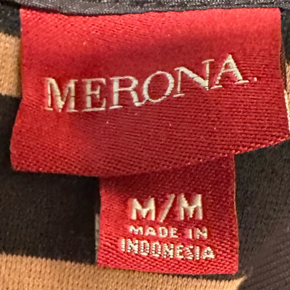 Merona Black and tan sleeveless striped dress size medium - Picture 7 of 9